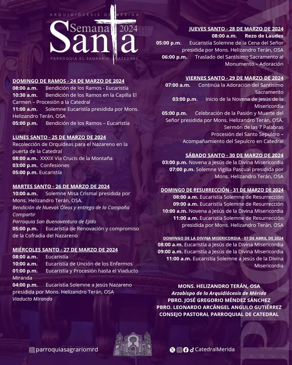 A partir del jueves 21 de marzo, con el inicio de Los Conciertos de Música Sacra, iniciará la programación de la Semana Santa 2024 en La Catedral de Mérida A pesar de las circunstancias, el templo abrirá sus puertas, solamente en la nave del crucero, capilla del Santísimo