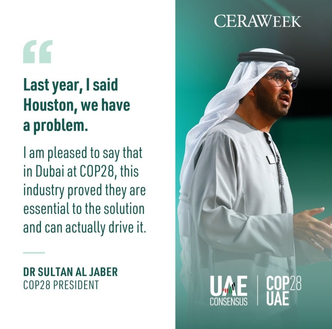 Opportunities in the #decarbonization of growth are massive.
Dr. Sultan Al Jaber <a href="/CERAWeek/">CERAWeek</a> on transforming #EnergyEfficiency and creating Value for the World, mostly the Global South 
#Sustainability #COP28 #Procurement #oilandgas #circulareconomy #TrendingNow