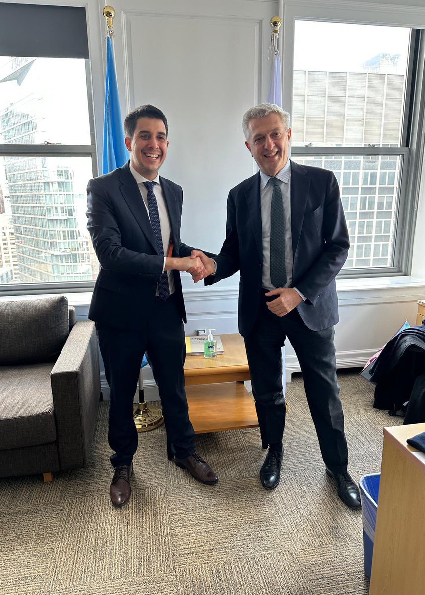 An honour and a pleasure to meet @felipepaullier, who leads the @UN Youth Office. I told him he can count on UNHCR’s strong support in ensuring that youth issues and the participation of young people in decision making on crucial global matters are truly part of the UN agenda.