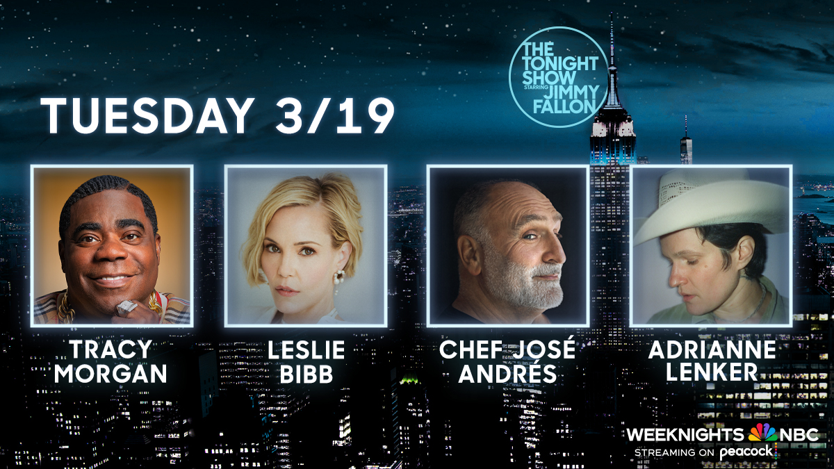 Tune-in tonight for a great show! 🤣 @TracyMorgan 📺 Leslie Bibb 👨‍🍳 @chefjoseandres 🎶 Performance from @AdrianneLenker #FallonTonight
