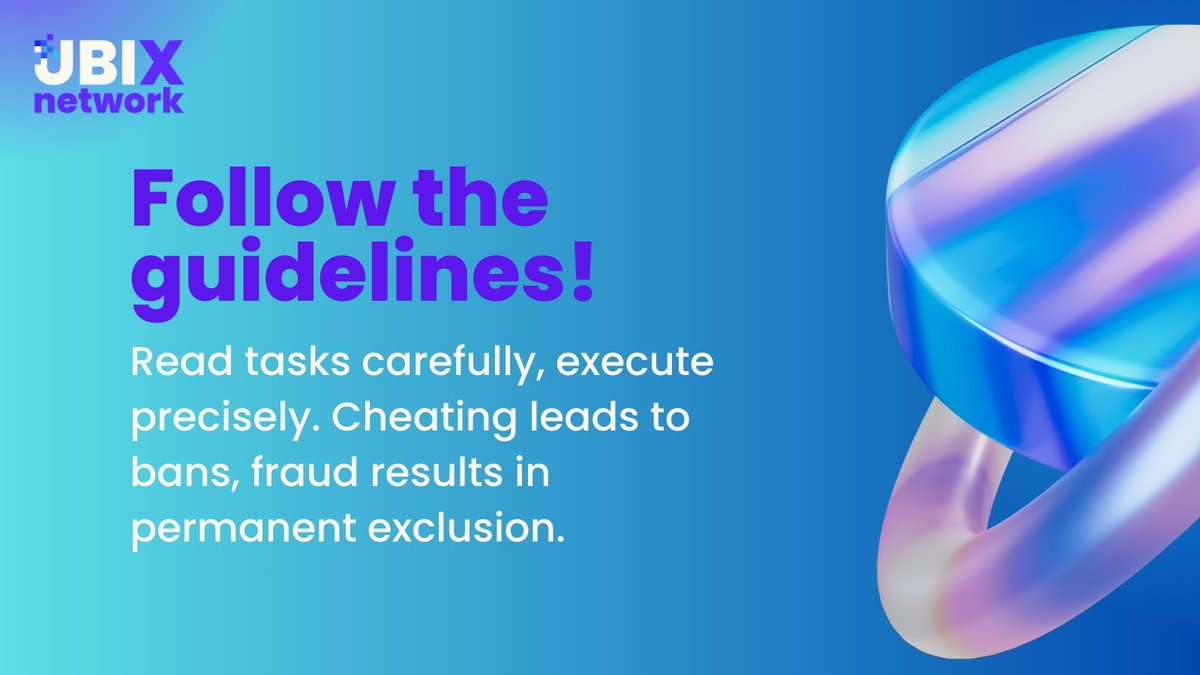UBIX_Network's tweet photo. Dear UBIX and CrowdFeeding community members, kindly take note of the following guidelines to use CrowdFeeding👇

❗️Carefully read and understand each task before proceeding.
❗️Ensure that you execute the task strictly in accordance with the details.

Please be aware that any attempt to exploit or misinterpret tasks with dishonest intentions will result in a ban 🚫
Submitting multiple tasks using fake accounts will lead to a permanent ban 🚫

We appreciate your cooperation and understanding 🙏