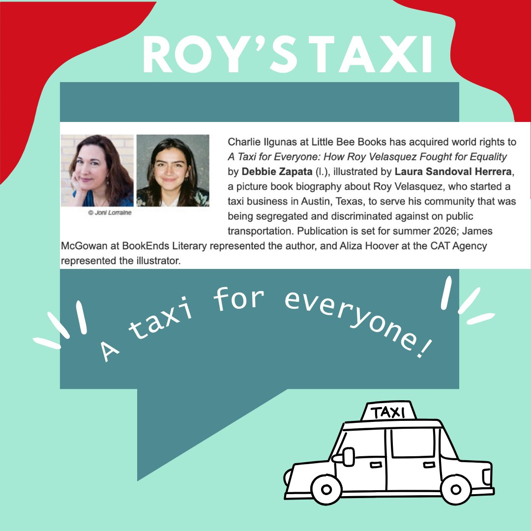 🚕I’m honking my horn to share the news! “A Taxi For Everyone: How Roy Velasquez Fought for Equality” (ill. by Laura Sandoval Herrera) is a story of my heart. Huge thanks to @littlebeebooks and @jmcgowanbks @bookendslit for making this happen. I can’t wait to share this bio!