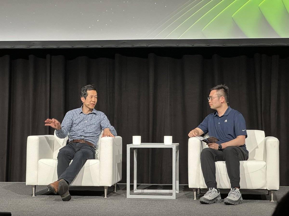 Wonderful fireside chat between Jim Fan @DrJimFan and Percy Laing @percyliang on the Future of Foundation Models at #GTC2024 A few memorable points to myself: 1. Percy is the person who coined the term “foundation models”, or FoMo :) The switch turned on for him in 2020 when