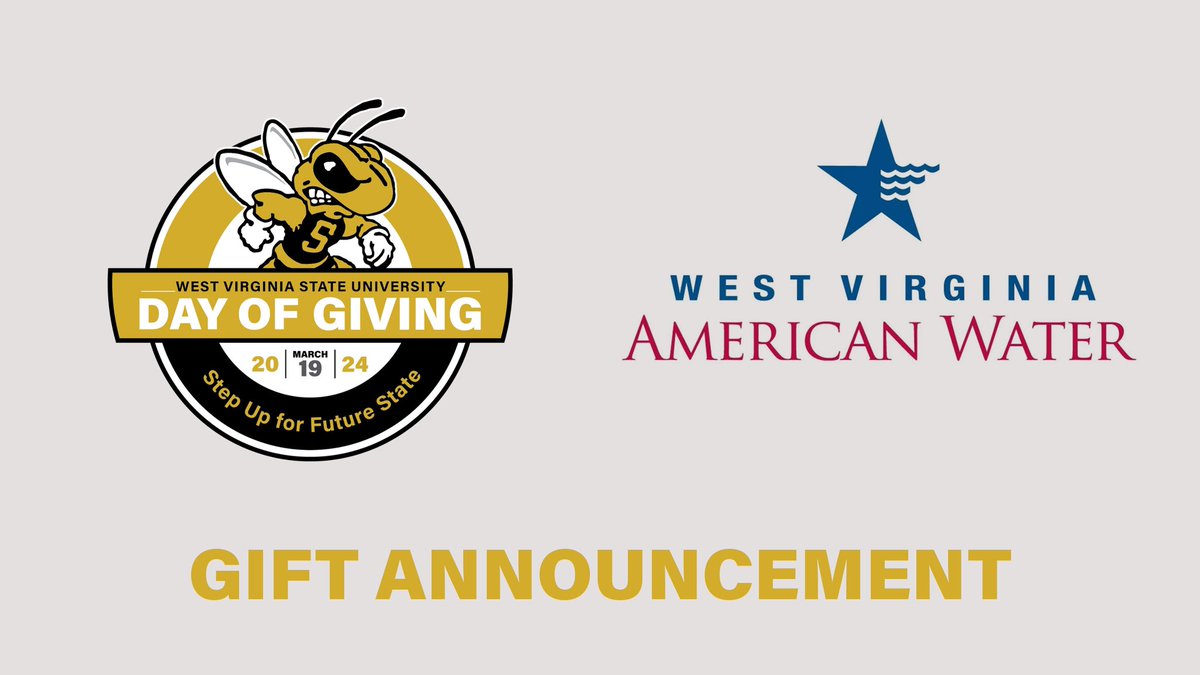 Thank you to West Virginia American Water for their generous donation as part of #WVSUDayofGiving! We have now raised $400,000 toward our goal! ➡️Dayofgiving.wvstateu.edu