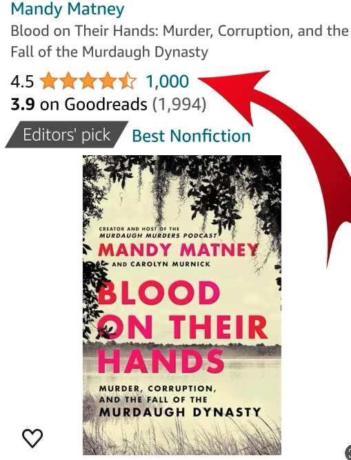 A couple months ago, I made a goal to get 1,000 Amazon reviews for #BloodonTheirHands by my 34th birthday this summer. 
Today I made it and I have Y'ALL to thank💗💗
THANK YOU.