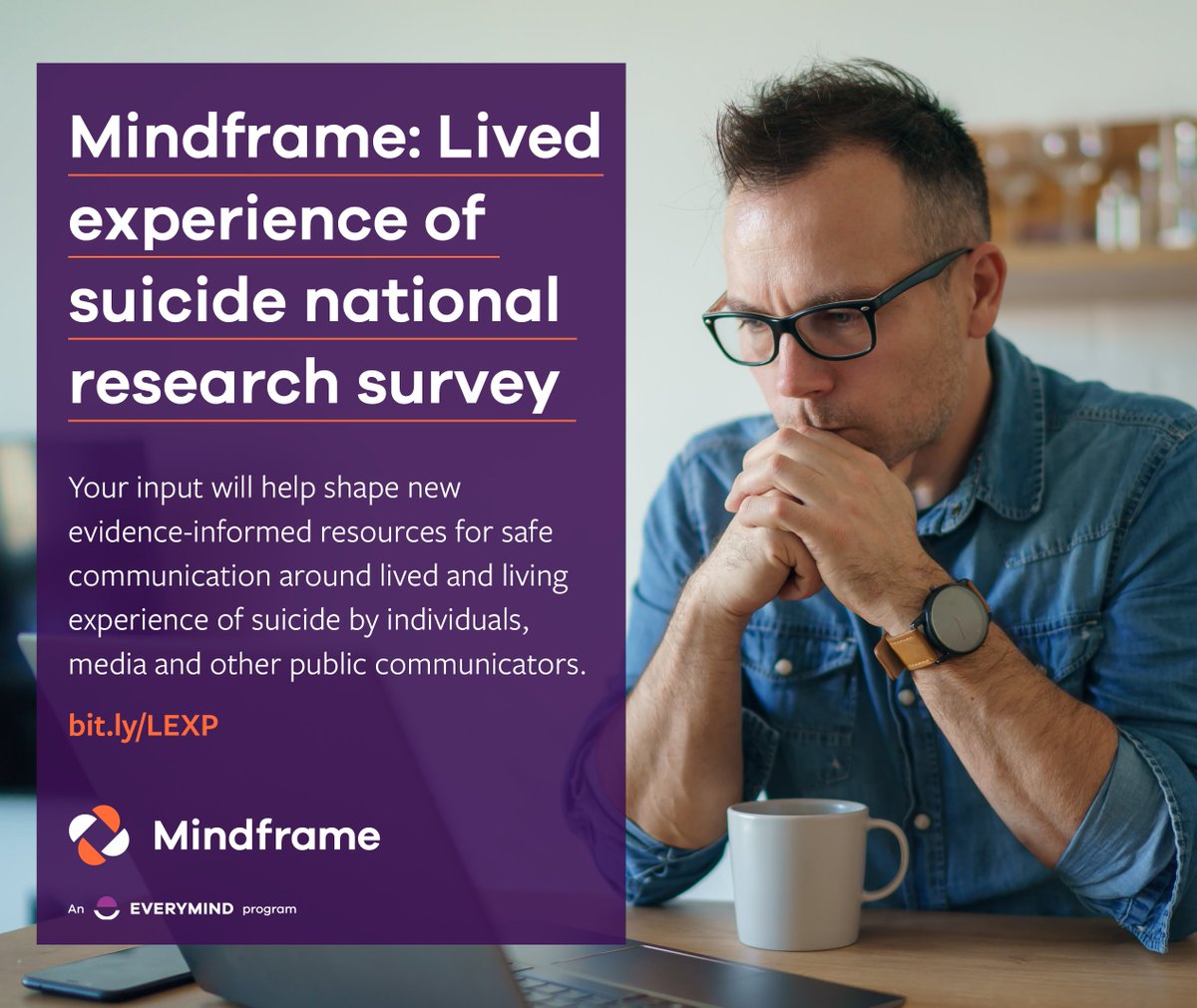 Everymind's lived experience of suicide national research survey closes 31 March. Read more about how you can take part in this project aimed at helping individuals, along with media and others who may be assisting them, in sharing their stories: bit.ly/LEXP