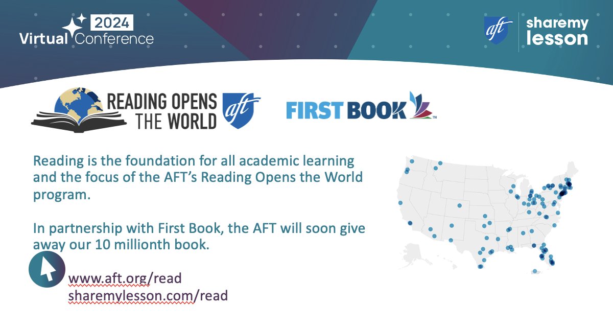 #ReadingOpenstheWorld has more coming in May ... In partnership with @FirstBook, the @aftunion will soon give away our 10 MILLIONTH book! aft.org/read