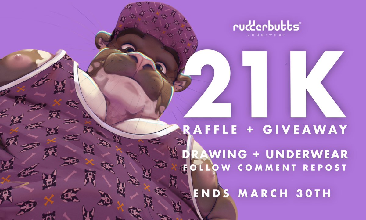 Wow, 21k? what about a raffle? 👀 Become our next Rudderbutts model, applications are open! Comment your SFW Character Ref, RT and don’t forget to follow us and @senornutria. If you win we’ll call you back 🦦📸