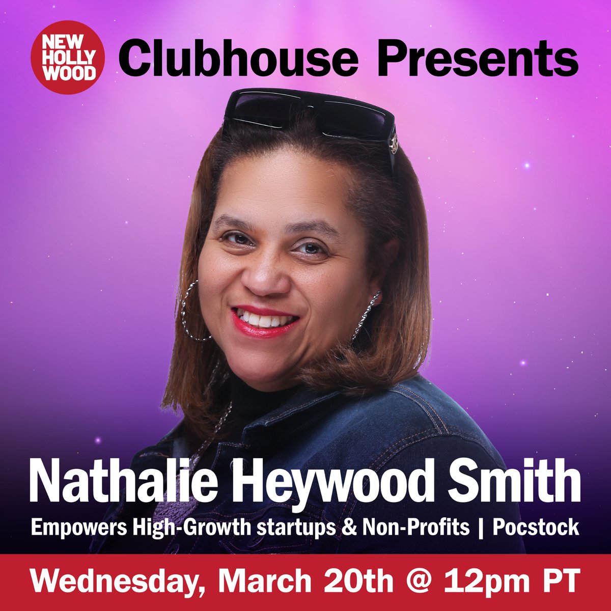 hey - join us Wednesday, 12:00 pm PT for 'NATHALIE HEYWOOD SMITH: Pocstock & HighGrowth Startups & Nonprofit.' ⁦It's going to be an excellent interview. LIVE SHOW at: clubhouse.com/invite/p7bHVe8… @newhollywoodmov @theevettevargas @NewHollywoodNow ⁩