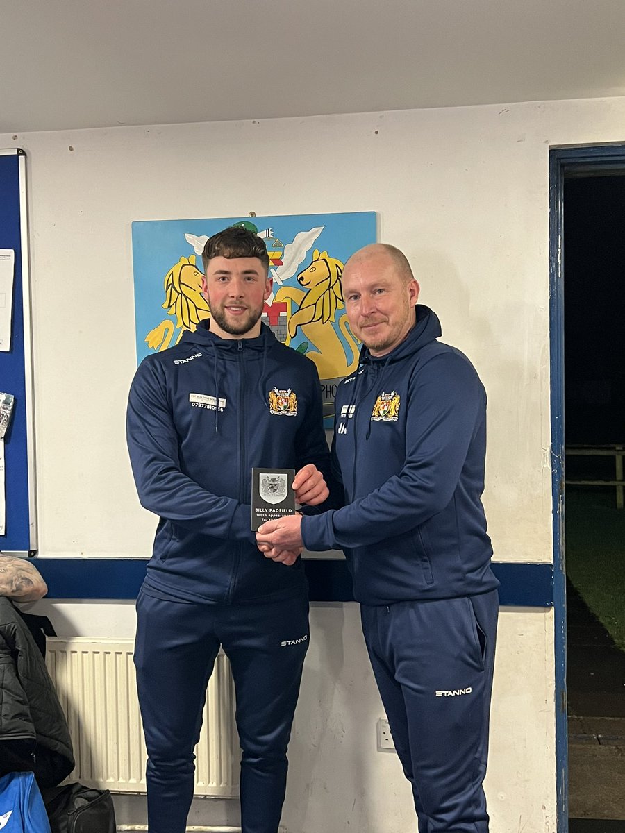 Congratulations Billy Padfield on 100 appearances for The Phones. He joined us in the 2021/22 season. He has been a valued member of our squad and has been a permanent fixture at full back ever since. Well done Billy 🏆