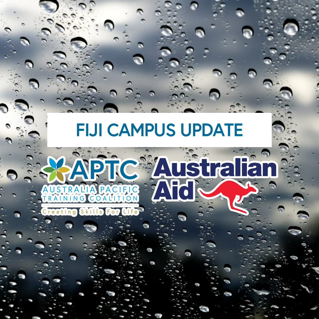 📢The APTC Fiji Campus is closed today 🌧️ We will reopen once the weather subsides and it's safe for everyone to return. Please take all necessary precautions to ensure safety during this time.