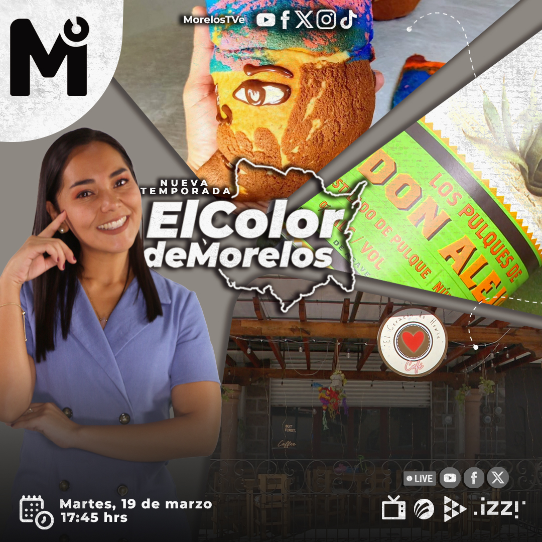 #Estreno de la #SegundaTemporada de #ElColorDeMorelos 🌈✨

Exploramos la esencia, la cultura y los rincones más fascinantes de nuestro hermoso estado.

✅ Conchinelos ¡Deliciosos!
✅ Pulque en Morelos
✅ Corazón de Howie ¿Qué es?