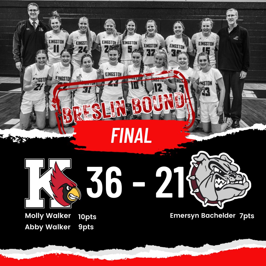Breslin bound.

Kingston will play the winner of Frankfort and Mt. Pleasant Sacred Heart on Thursday at 7:30 p.m. in Division 4 semifinal action.