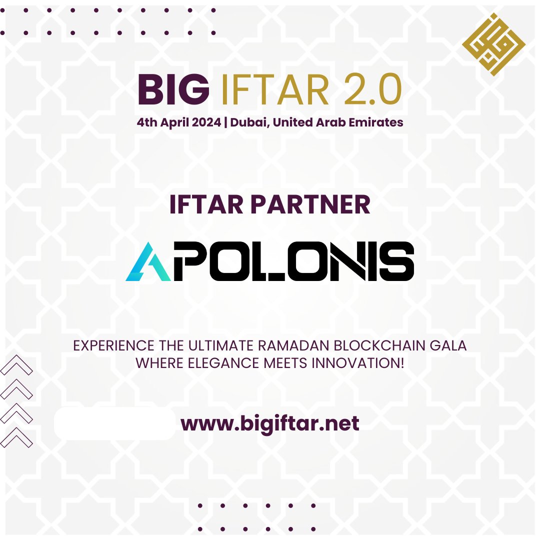 Excited to announce  <a href="/0xApolonis/">Apolonis | Web3 Marketing</a> as our Iftar Partner at BIG Iftar 2.0 in Dubai on 2024.

Apply to get involved bigiftar.net 

#bigiftar #blockchain #vostad #dubai #iftar #ramadan #blockchainleader