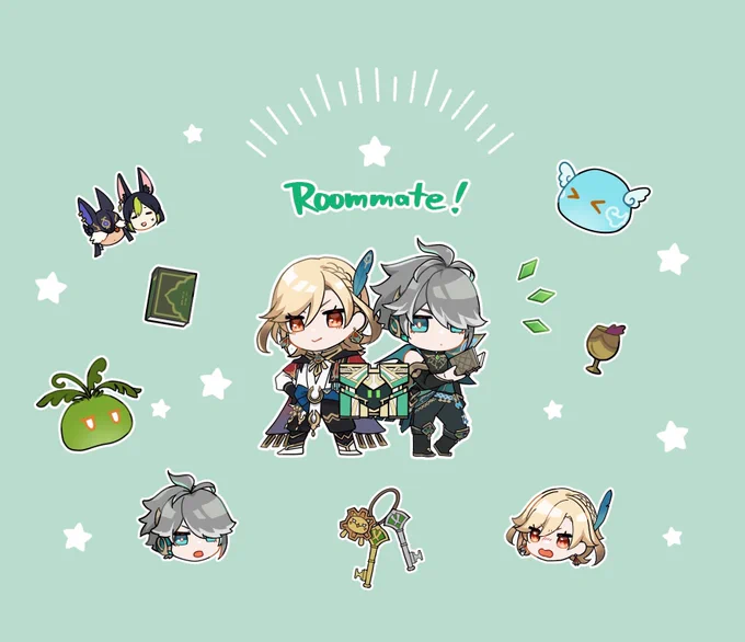 あと少し前にポプルスさんの印刷が安くなってたので自分用にメラックくんの枕を作りましたカーヴェと並べて飾ります笑 