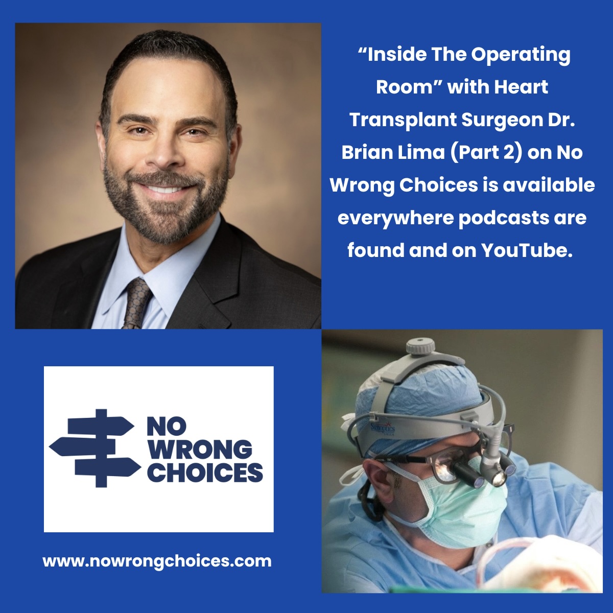 No Wrong Choices with The Fellas (@thefellasnwc) on Twitter photo Have you wondered what it's like to hold a beating heart in your hands? <a href="/BrianLimaMD/">Brian Lima</a> of <a href="/VUMCDiscoveries/">Vanderbilt University Medical Center</a> invites us into the operating room during part 2 of our conversation to share what it takes to transplant a heart and save a life.
Hear Dr. Lima's incredible career journey Have you wondered what it's like to hold a beating heart in your hands? <a href="/BrianLimaMD/">Brian Lima</a> of <a href="/VUMCDiscoveries/">Vanderbilt University Medical Center</a> invites us into the operating room during part 2 of our conversation to share what it takes to transplant a heart and save a life.
Hear Dr. Lima's incredible career journey