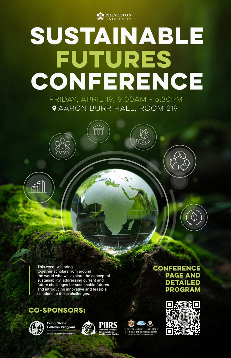 Fung Global Fellows Program, PIIRS (@globalfung) on Twitter photo Join <a href="/GlobalFung/">Fung Global Fellows Program, PIIRS</a> 4/19, 9am-5:30pm, for the #FungSustainableFuturesConference! Open to the public.
See full program: funggfp.princeton.edu/sustainable-fuโฆ
Register: tickettailor.com/events/funggloโฆ Join <a href="/GlobalFung/">Fung Global Fellows Program, PIIRS</a> 4/19, 9am-5:30pm, for the #FungSustainableFuturesConference! Open to the public.
See full program: funggfp.princeton.edu/sustainable-fuโฆ
Register: tickettailor.com/events/funggloโฆ