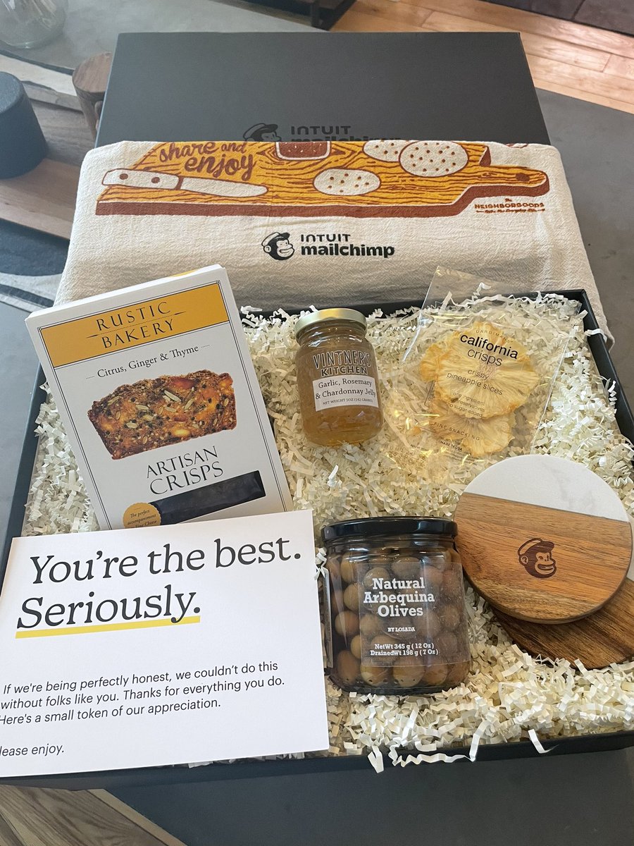 kaythayla's tweet photo. Another year with @Mailchimp is another reason to love Mailchimp. I got this incredibly generous box from them today. Thank you from @IFundWomen ! https://t.co/HcxyHXIe87