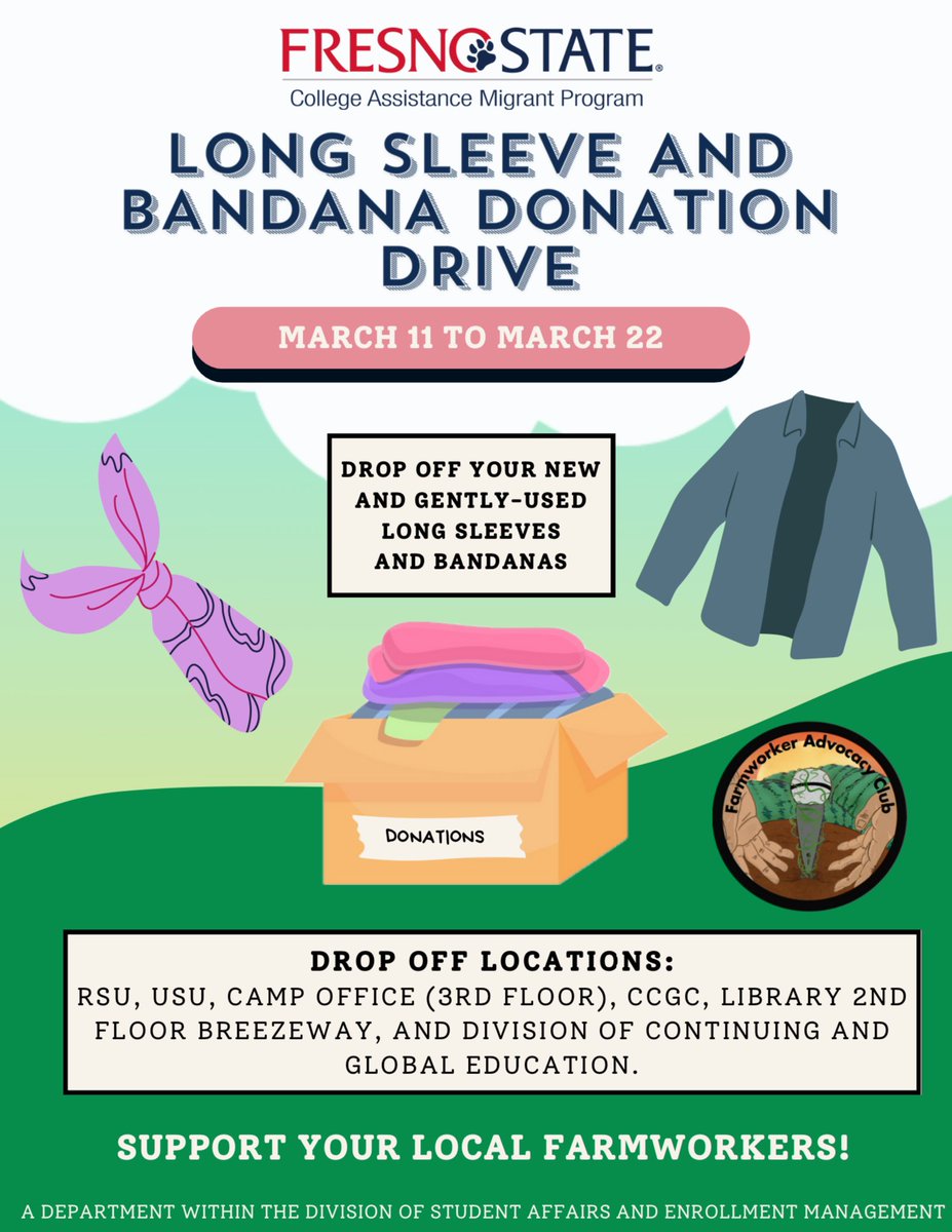 Farmworkers are essential employees and a leading force in California and the country. Please consider donating. I am also happy to offer my office space as a drop-off location. 

In solidarity, 

A proud son of farmworkers. 
<a href="/Fresno_State/">Fresno State</a> <a href="/FresnoStateCAMP/">Fresno State CAMP</a>