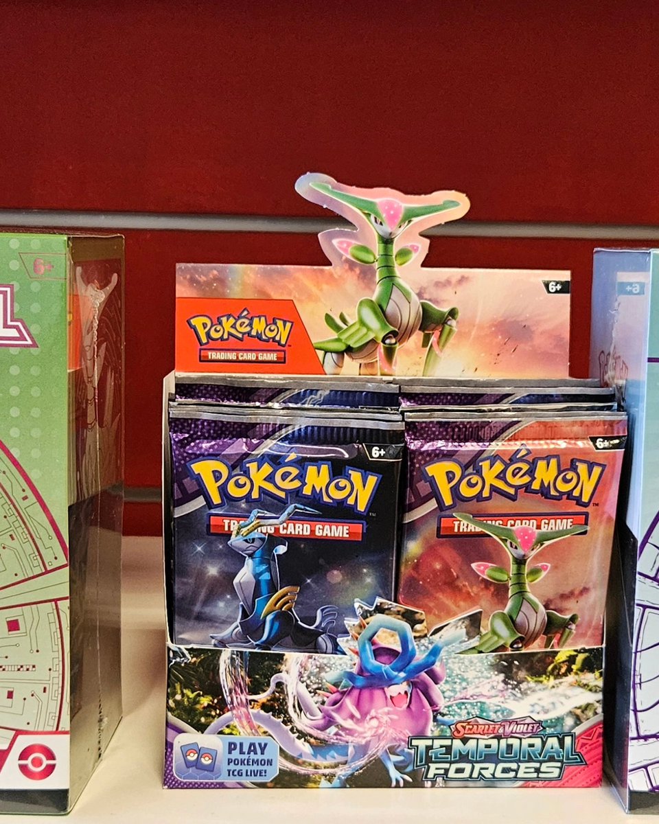Fanboygamingcom's tweet photo. Yes we are open in our new store! We're still settling in, but we're fully operational hosting our daily events, and we have the all new Pokémon Temporal Forces products in stock! #Pokémon #temporalforces #boosterpacks #boosterbox #etbs #officialstore #tcg #otayranch #chulavista https://t.co/mjPXHUf7RA