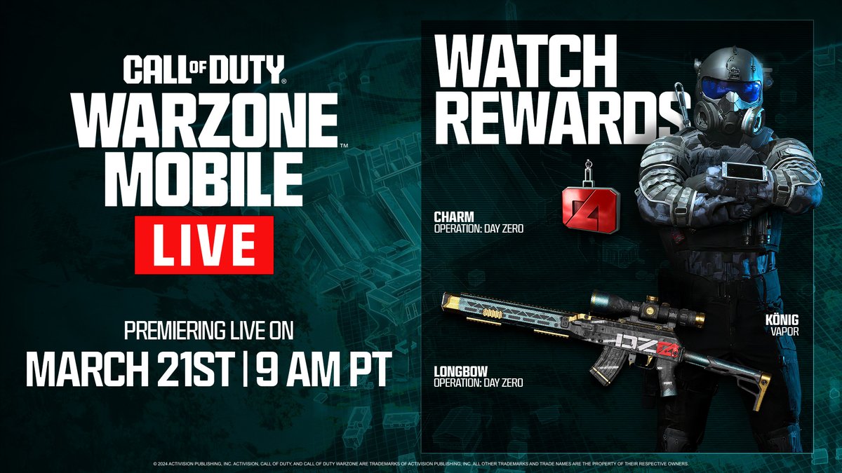 A one of a kind, 36 hour LIVE Stream event featuring your favs! 😎

Follow us on YouTube, Twitch, and TikTok to watch Call of Duty: Warzone Mobile LIVE — an epic live stream event that begins on launch day March 21st 9 AM PT.