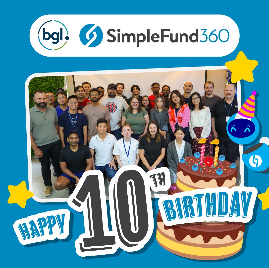 Today marks the monumental 10-year anniversary for Simple Fund 360! 🎉 Thank you to our amazing team here at BGL who keep everything running smoothly and our clients who's feedback and support keeps us striving for innovation and to be better everyday.