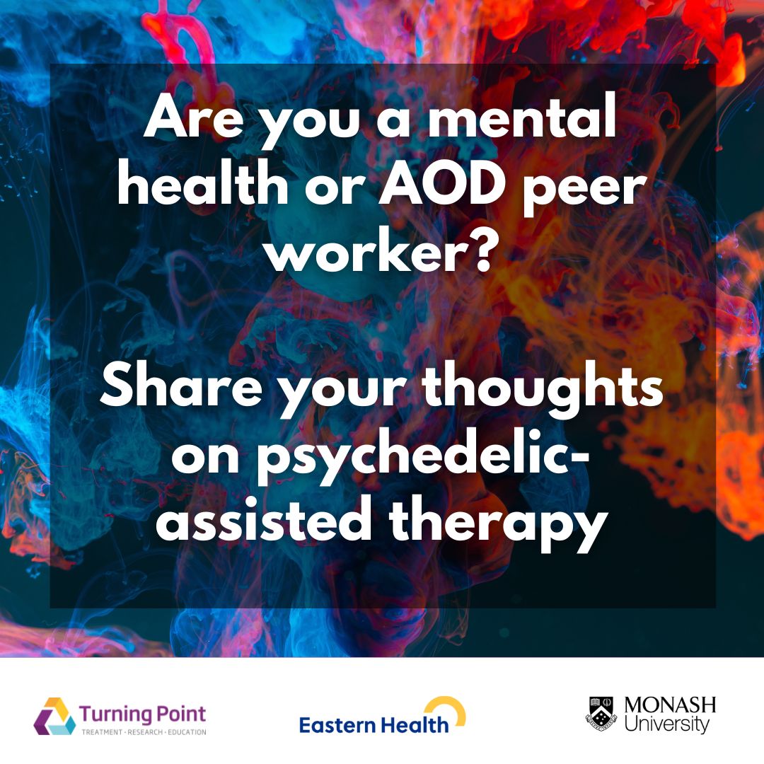 Are you a mental health or #AOD peer support worker? Share your thoughts on psychedelic-assisted therapy (PAT). Your responses will help us understand barriers to recruitment for PAT. Complete the survey or find out more: ow.ly/2z5X50QXf8n