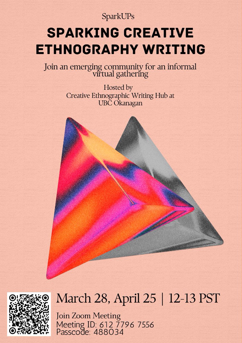 From Laura Meek: 'The Creative Ethnographic Writing Hub at the University of British Columbia, Okanagan, will host two upcoming meetings called 'Spark Up's: Sparking Creative Ethnography Writing' on Thursday, March 28 and Thursday, April 25.'

#Anthrotwitter - @CASCATweet