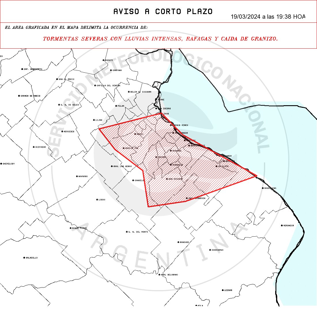 Una nueva tanda de tormentas severas avanzan desde el oesta hacia en AMBA. Pueden generar lluvias muy intensas, granizo y ráfagas