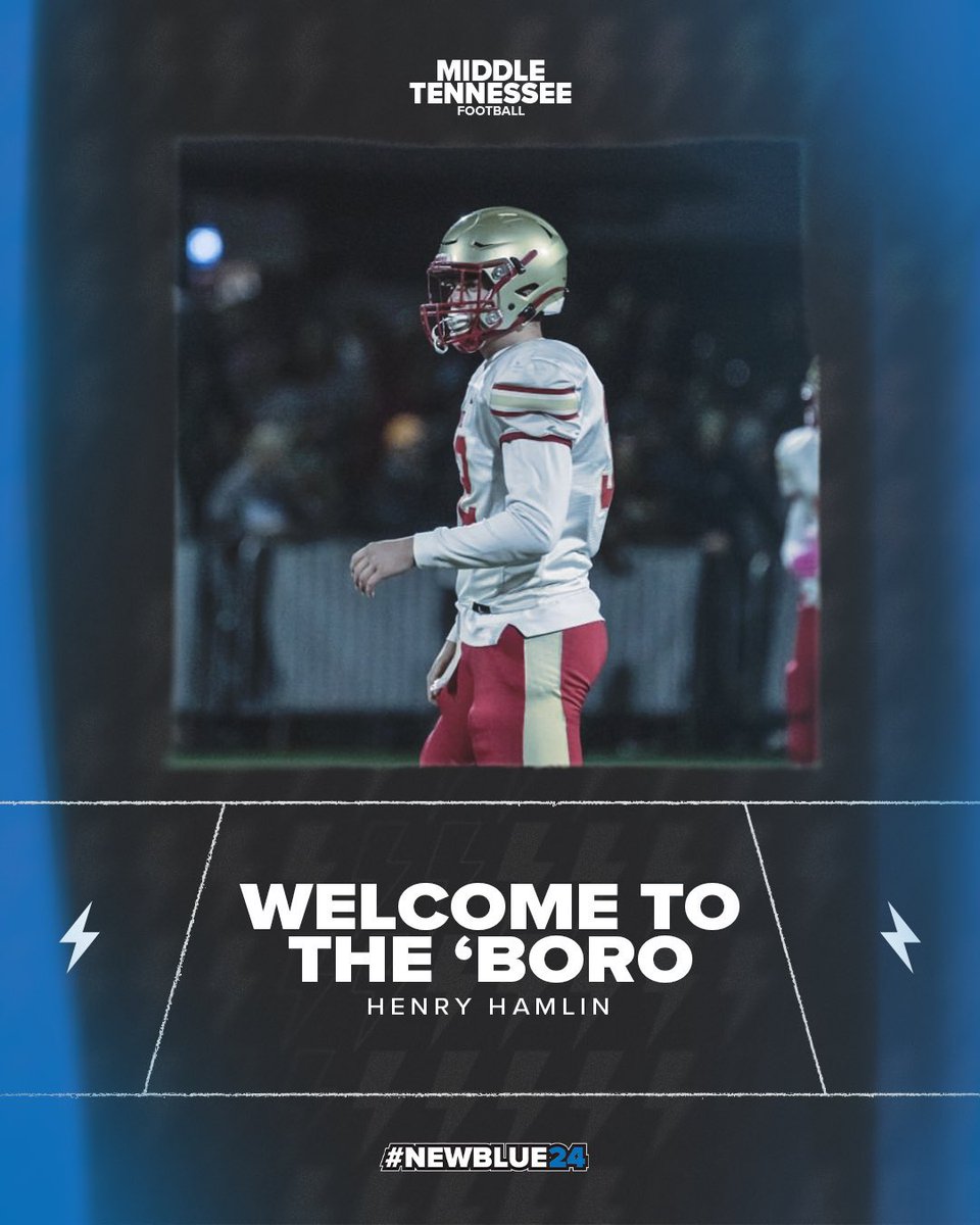 Henry (@henryhamlin32) on Twitter photo All glory to the Good Lord for giving me the ability to play football. I’m incredibly thankful for this opportunity to play for four more years. I’m now committed to MTSU!!!! Go Blue Raiders🔵⚪️ @CoachCat_MT <a href="/CamCurtis_MTSU/">Cam Curtis</a> <a href="/maxarnoldjr/">Max Arnold Jr</a> <a href="/CoachPaschall/">Luke Paschall</a> <a href="/MTFB_Recruiting/">Middle Tennessee Football Recruiting</a> #NewBlue24 All glory to the Good Lord for giving me the ability to play football. I’m incredibly thankful for this opportunity to play for four more years. I’m now committed to MTSU!!!! Go Blue Raiders🔵⚪️ @CoachCat_MT <a href="/CamCurtis_MTSU/">Cam Curtis</a> <a href="/maxarnoldjr/">Max Arnold Jr</a> <a href="/CoachPaschall/">Luke Paschall</a> <a href="/MTFB_Recruiting/">Middle Tennessee Football Recruiting</a> #NewBlue24