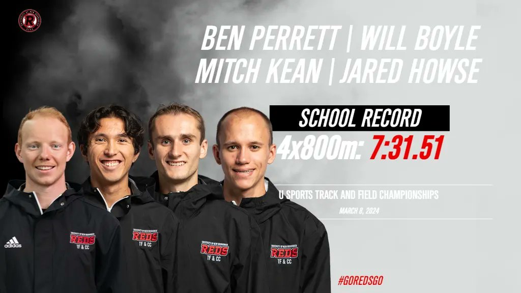⚫️NEW RECORD🔴
The men's 4x800m relay made their way into the record books at the U SPORTS T&amp;F Championships in Winnipeg - running to photo-finish time of 7:31.51 for bronze - edging out the host Bisons by 0.05 of a second. A time that will go down in REDS history!

#goredsgo