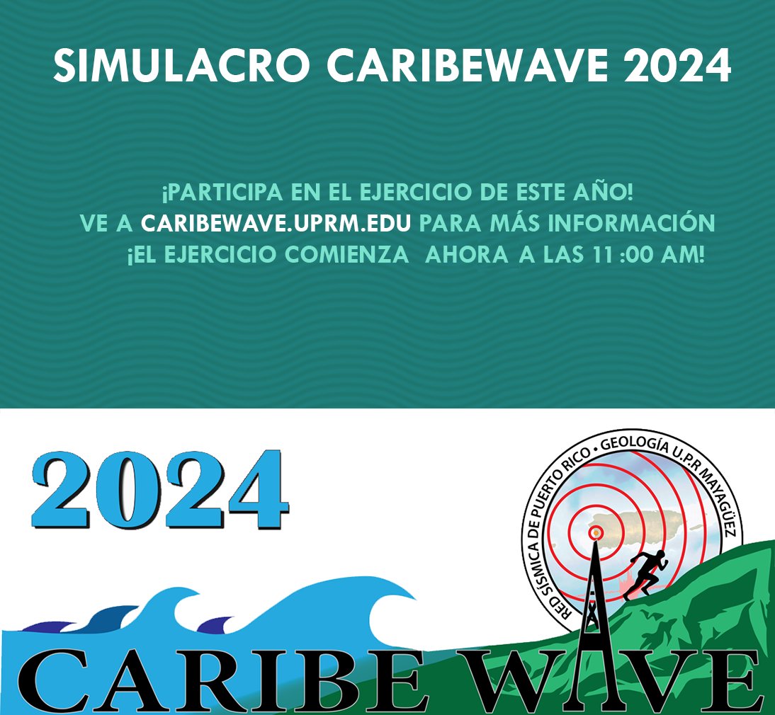Ejercicio CARIBE WAVE 2024: Comienza el ejercicio CARIBE WAVE 2024. Para más información visite la página oficial de la RSPR para el Ejercicio CARIBE WAVE 2024. #caribewave2024 #caribewave #tsunamiready