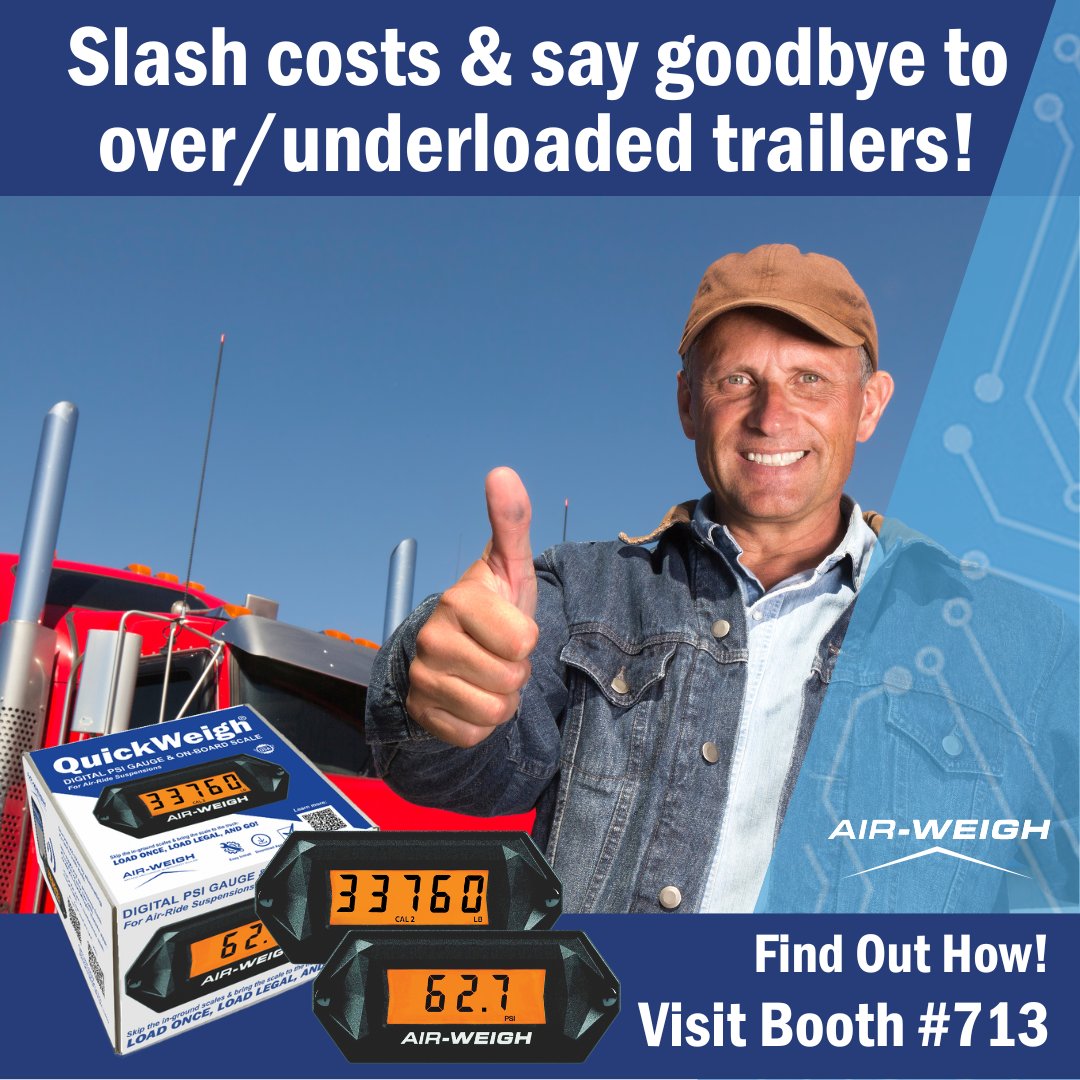 At TCA 2024 March 23 – 26, stop by booth #713 and learn expert insights from the team about how on-board scales can optimize your fleet. Say goodbye to over/underloaded trailers! #AirWeigh #TCA2024