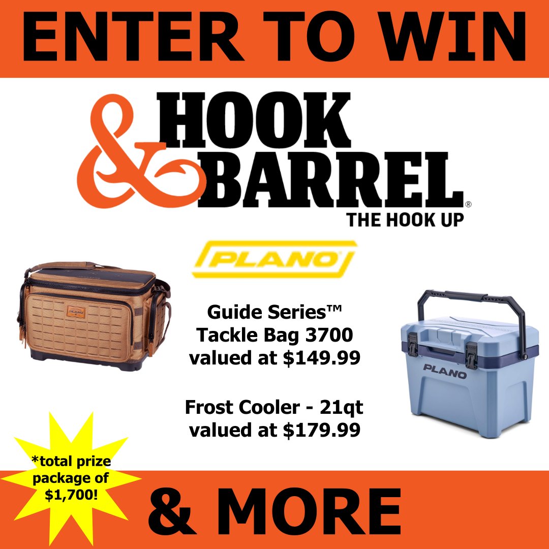 Hook & Barrel Magazine on X: Check it OUT 🧐! The Hook & Barrel Magazine  HOOK UP is offering up a $1,700 fishing haul featuring the @plano Guide  Series Tackle Bag, 21QT