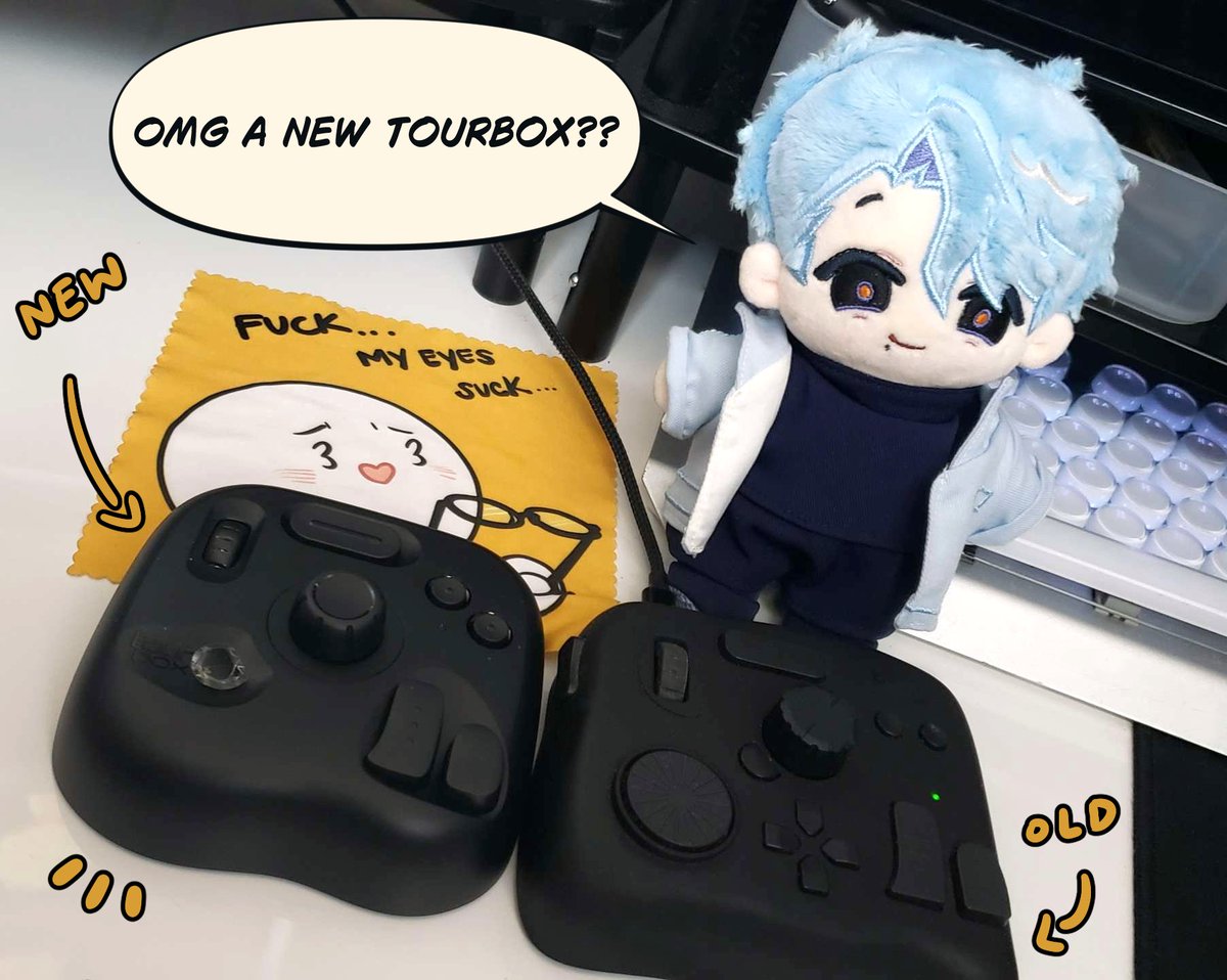 _falyy's tweet photo. Guess who got an upgrade??????? 
My tourbox lite just arrived!!!!!!!! 
It's so much clicky than the old one I've been smashing 🥹💗💗💗 I love it https://t.co/SiuLcMoSaI
