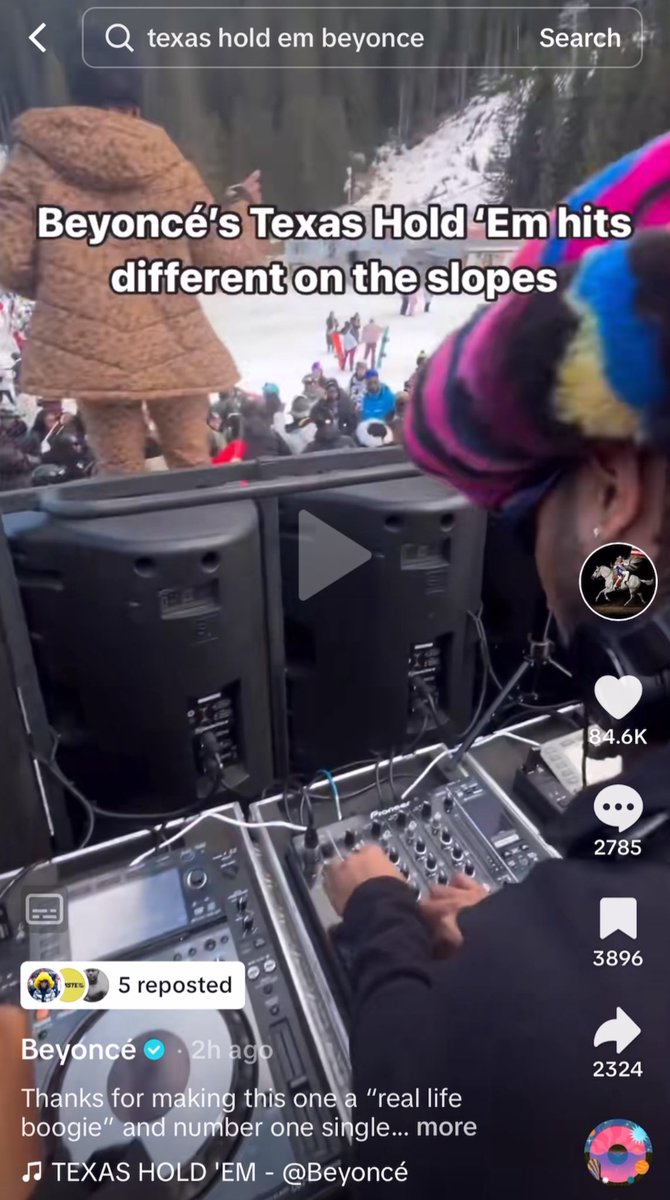 offpisteskitrip's tweet photo. @AllThingsDante @Beyonce JUST POSTED US ON HER TIKTOK😭😭🤯🎉 https://t.co/BwJP1rklVL