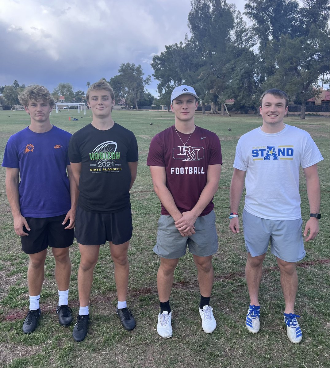 🚨Battle of the Brothers🚨 • Round 1: Stanfords vs Floyd’s • Winners: Stanford Bros 🏆 • L to R: @FloydKanyon @Ryker_Floyd @TylerStanford25 @SStanford2022 Great job fellas, puntings a family thing 💪 #rauschkicking