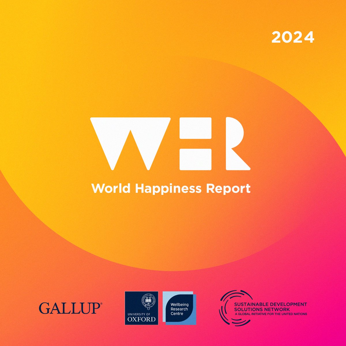 NEW: World Happiness Report 2024 is here! Explore the full report to understand the state of global happiness, the happiest countries in the world, and what we can learn about generational differences in wellbeing.

👉 worldhappiness.report 👈

🧵1/16 | #WHR2024