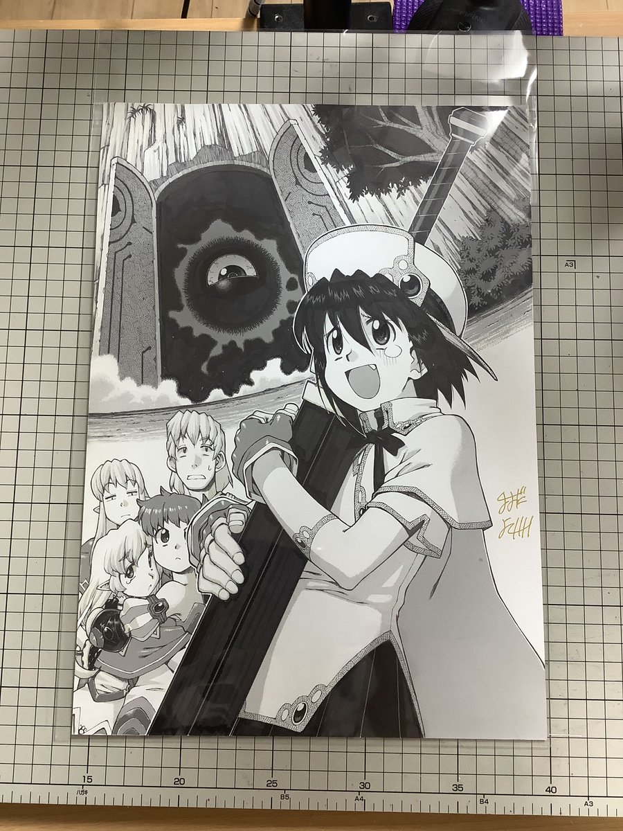 ソードワールドへっぽこーずのアナログB4原稿。
トレペ剥がしてサイン入れて袋いれておく。袋全然足らん。
かなり昔の絵なんだけど、今見ても平気だな。
当時の自分はがんばってた…!
B4原稿まるまる描いちゃっててサインいれる場所難しい。 