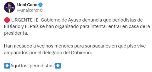 Elige tu fakenews favorita.

Libertad Digital / 2 periodistas encapuchados de El Diario.
EDATV / 2 periodistas de EL PAIS sin encapuchar.
El Debate / Periodistas pro sanchistas.
CM The Objective / Uno de El Pais y otro de El Diario.

Todos reciben una pasta del Gobierno de Ayuso.