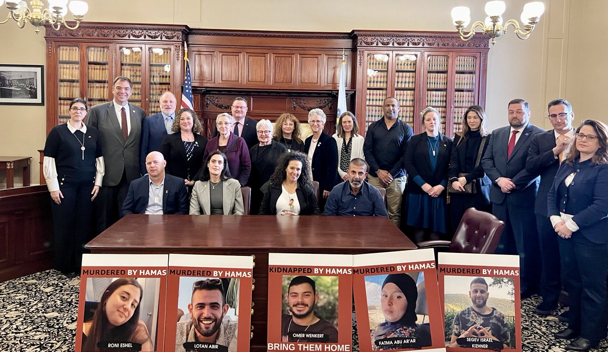 Glad to be among MA legislators to hear today from Israel delegation with direct experience of Oct 7. Regardless of where one is on the political spectrum, I hope we can all agree that all held hostage need to be brought home. #BringThemHome @IsraelinBoston