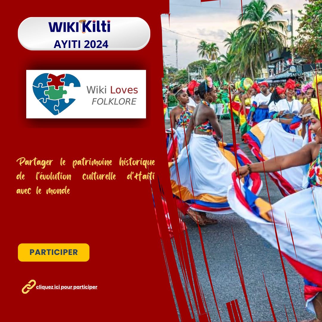 HandgodAbraham's tweet photo. Avez-vous déjà ajouter des photos de la culture d'Haïti sur Wikimedia Commons dans le cadre du concours international de photos @WikiFolklore
Jusqu’au 31 Ma
Cliquer sur le lien suivant pour y participer: https://t.co/zLzefv4CY6
#wikikilti #wikimediahaiti #WikiLovesFolklore https://t.co/Kz0VJZvL9x