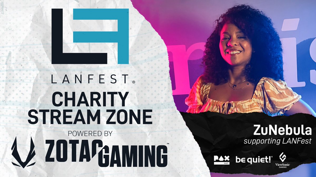 LANFESTgames's tweet photo. Announcement!!!

LANFest Charity Stream Zone - Powered by @ZOTAC_USA  at #PAXEast2024

@ZuNebula_ is joining us to Stream for LANFest!!! https://t.co/5Xoyai5KU9