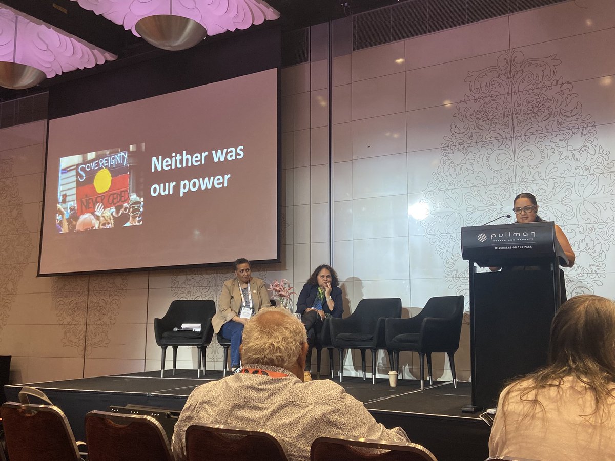 @Lisa_J_Whop powerfully reminds #WICC2024 that we must reclaim agency and embody sovereignty and that our good ways for relationality and accountability to community first is powerful resistance. 🙌🏽