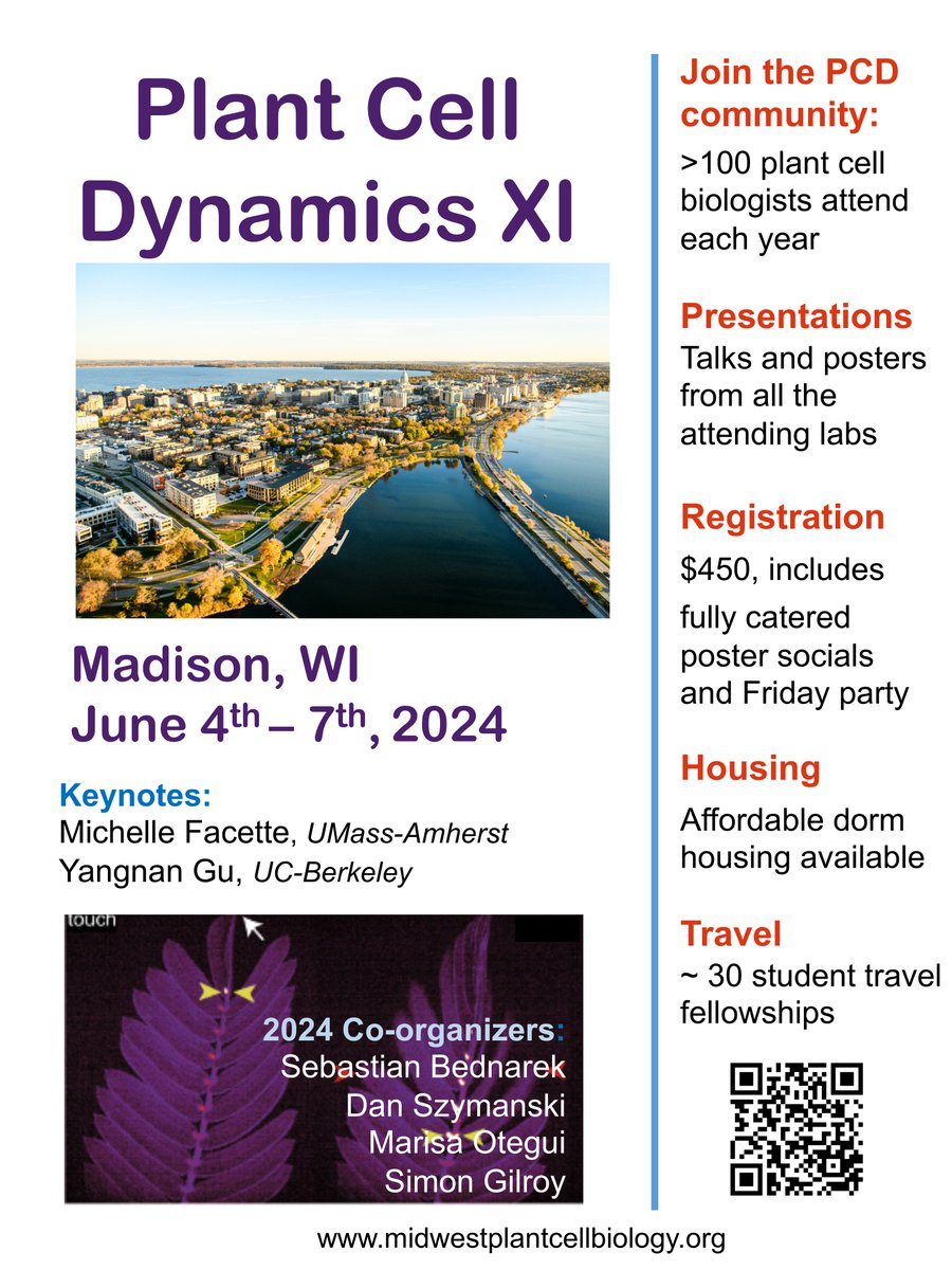 Join us for the XI Plant Cell Dynamics Meeting in Madison, WI. June 4th to 7th, 2024!