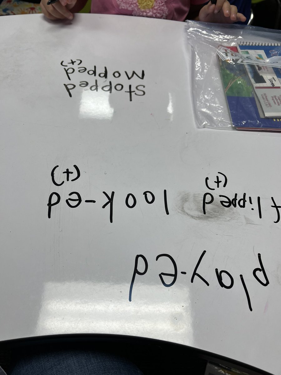 Sandra43662319's tweet photo. Small group adding -ed to words. Students also added -ed to other words outside of book. Exciting 👍👍👍 Dual Language working in the L2.@ajmteach @HEitscool2Bdual @GwenL98 @MrsVelasco_HE @vhernan5 https://t.co/M7tchJdyxa
