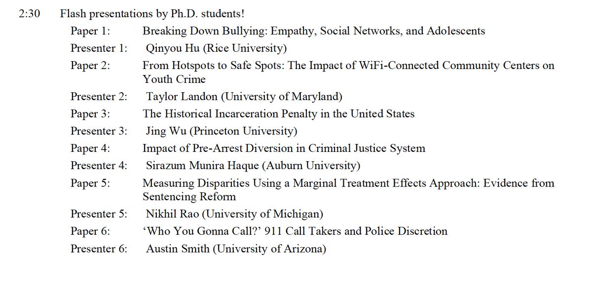 jenniferdoleac's tweet image. I'm so looking forward to attending the Texas Economics of Crime Workshop (TxECW) this Fri &amp;amp; Sat! 

Huge thanks to @DrJPCunningham &amp;amp; Cody Tuttle for organizing. 

Check out this terrific program: