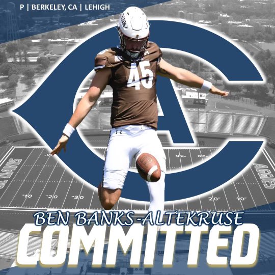 Ben Banks-Altekruse (@benbanksa) on Twitter photo Super excited to announce I have committed to UC Davis for my final year of eligibility! Thank you to all my family and friends, and to Lehigh for an amazing four years. Excited for this new chapter, Go Ags!!
<a href="/VintagePlough/">Timothy Plough</a>
<a href="/DevonMcPeek/">Devon McPeek</a>
<a href="/CoachiJACK/">Coach IJack</a>
<a href="/ThePuntFactory/">Aaron Perez</a> Super excited to announce I have committed to UC Davis for my final year of eligibility! Thank you to all my family and friends, and to Lehigh for an amazing four years. Excited for this new chapter, Go Ags!!
<a href="/VintagePlough/">Timothy Plough</a>
<a href="/DevonMcPeek/">Devon McPeek</a>
<a href="/CoachiJACK/">Coach IJack</a>
<a href="/ThePuntFactory/">Aaron Perez</a>