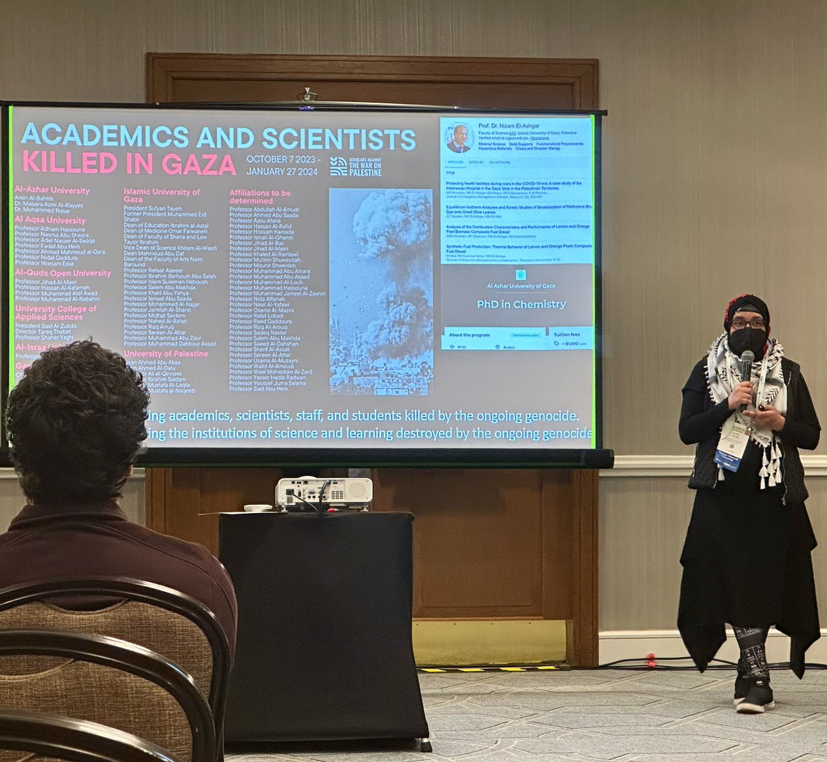 I’m grateful to present at #ACSSpring2024 but I can’t share my work w/o recognizing that we are losing our fellow chemistry researchers, profs & students from the ongoing genocide in Palestine.

I pray for scientists 1 day sharing their work at ACS from a safe & healed Palestine.