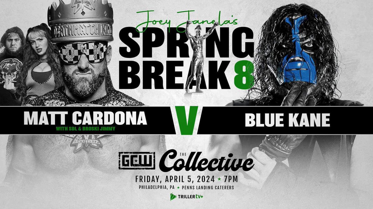 Today is the first day of Spring, but the forecast is still looking COLD! Finally the match you’ve all been waiting for, a match a year in the making! One of the biggest matches of the decade! MATT CARDONA VS BLUE KANE only at Joey Janela’s Spring Break! #JJSB8